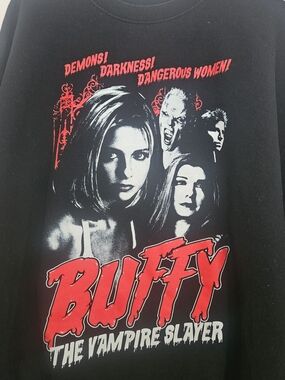 Vintage Buffy the Vampire Slayer Crewneck Sweatshirt - Black with White Print